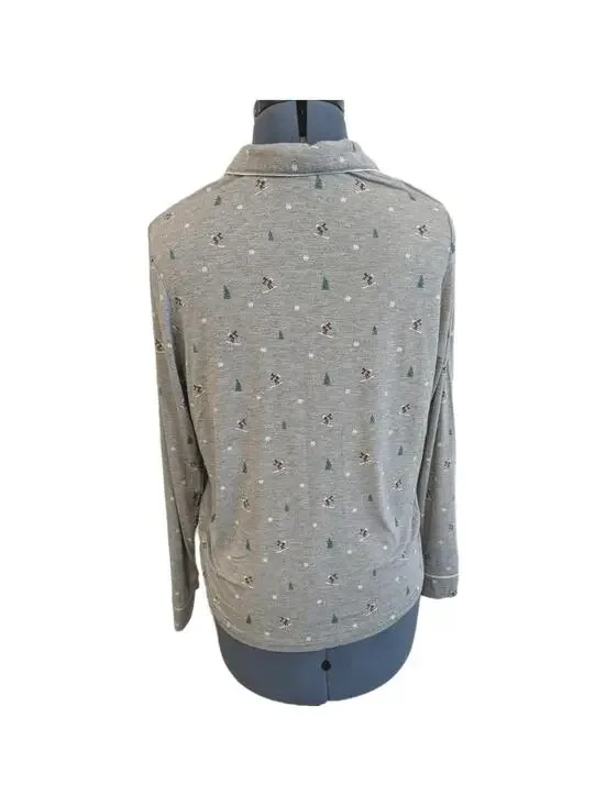 Cupcakes & Cashmere Apres Ski Two Piece Long Pajama Set Gray Size Small/P - Picture 3 of 9